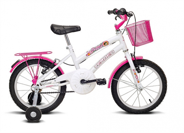 BICICLETA INFANTIL ARO 20 BRAVE BRANCO E ROSA VERDEN BIKES